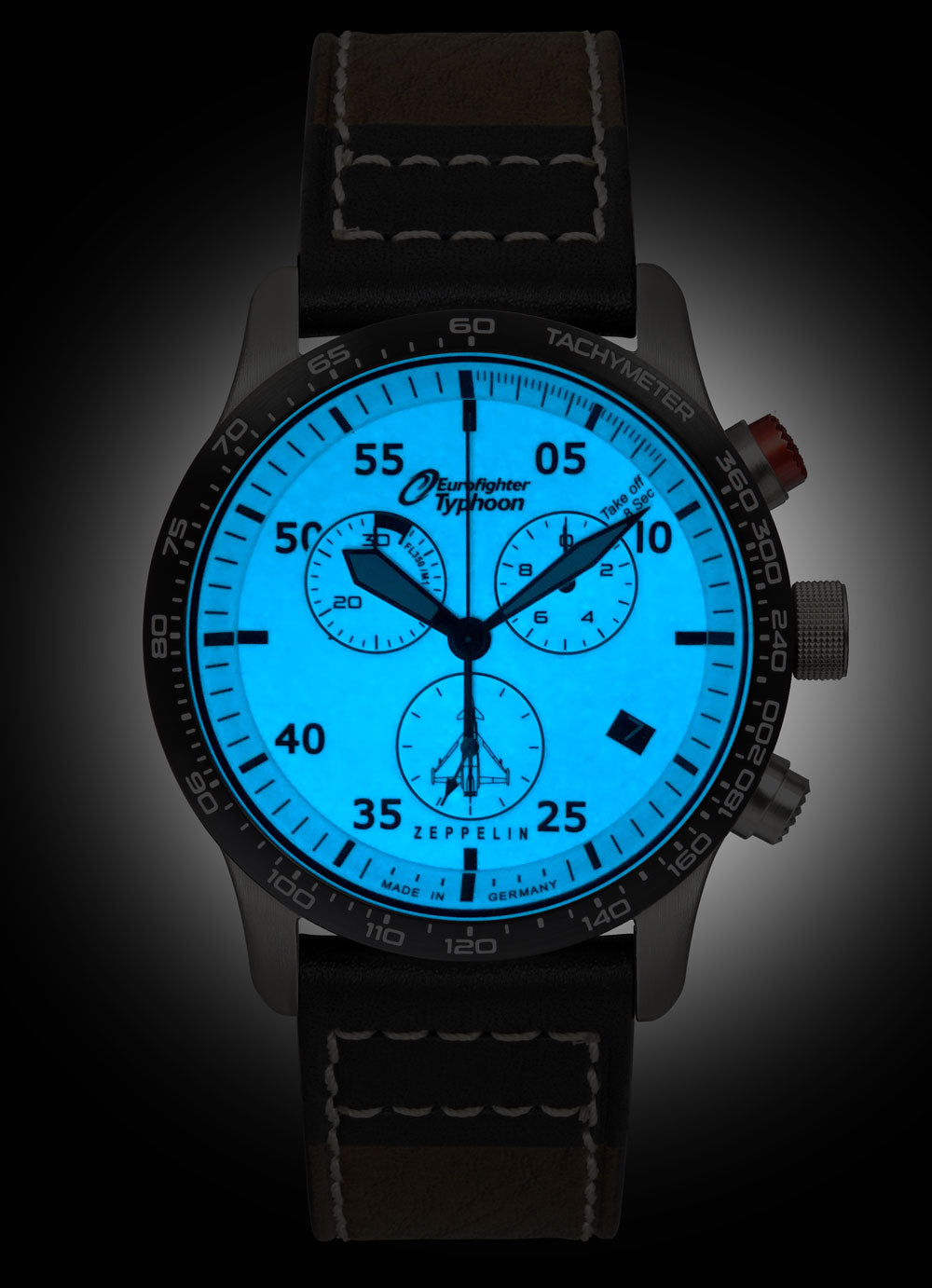 Montre pour homme Zeppelin Eurofighter 7298-5 • Chronographe • Cadran luminescent