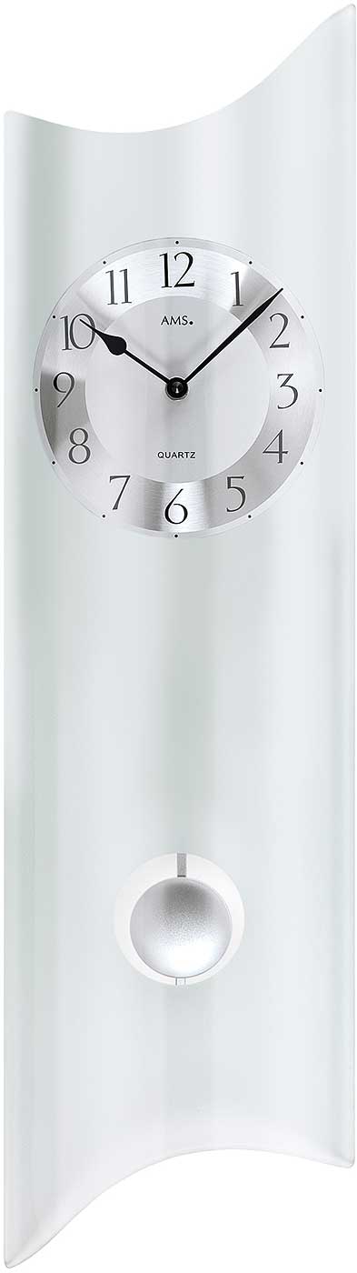 Horloge murale AMS 68x19x5 cm verre • Balancier à quartz • Silencieuse