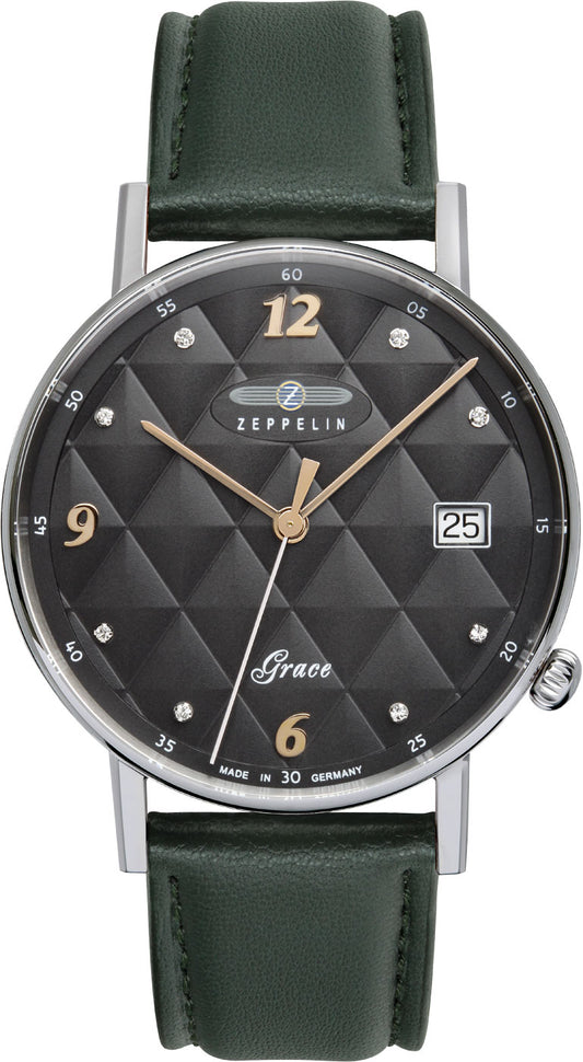 Montre pour femme avec bracelet en cuir végétalien et mouvement à quartz suisse - Zeppelin Modèle : 74412_n