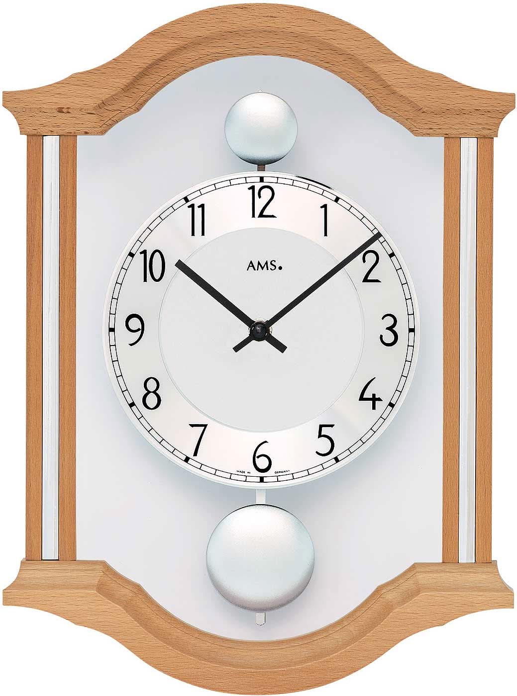 Horloge murale AMS 34x26x6 cm en bois • Double pendule • Design élégant