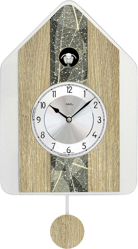 AMS Wanduhr 34x24x5 cm Holz • Mit Kuckucksruf • Modernes Design