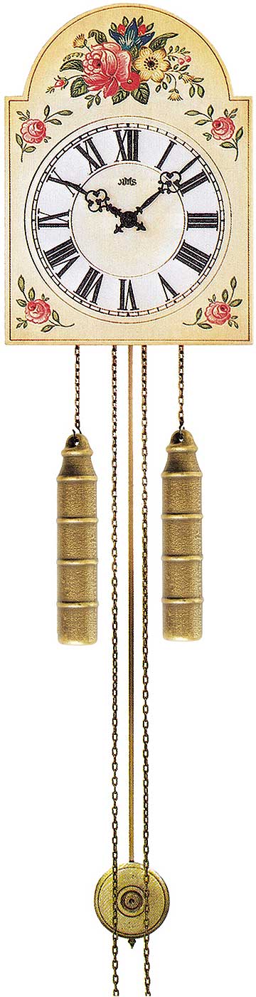 AMS Wanduhr 34x25x12 cm Holz • Handbemaltes Holz • Mechanisches Pendelwerk