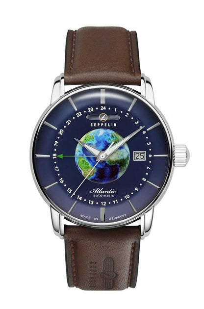 Montre pour hommes Zeppelin Atlantic 8468-3 • Automatique GMT • Fabriqué en Allemagne