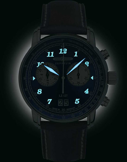 Zeppelin Friedrichshafen 8584-3 Herrenuhr • Made in Germany • Gewölbtes K1 Sicherheitsglas