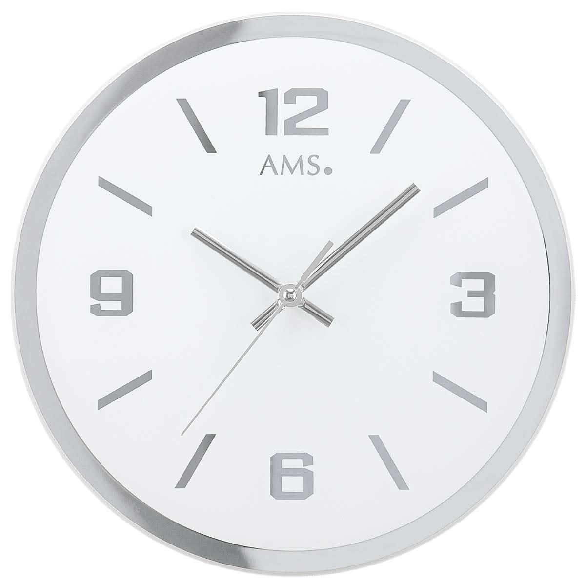 Horloge murale AMS 27x27x4 cm Verre • Mouvement à quartz silencieux • Design moderne