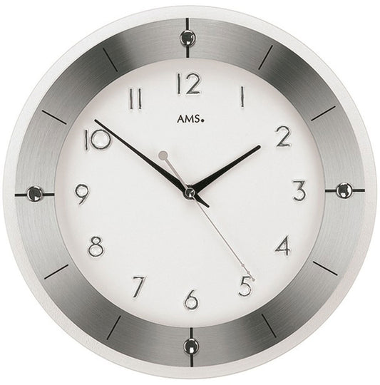AMS Wanduhr 31x31x4 cm Aluminium • Klare Zeitanzeige • Modernes Design