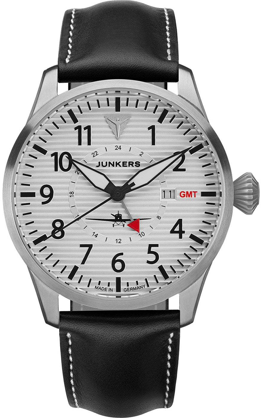 Junkers Flieger 9.53.01.03 Herren Uhr • GMT • Wellblech-Design