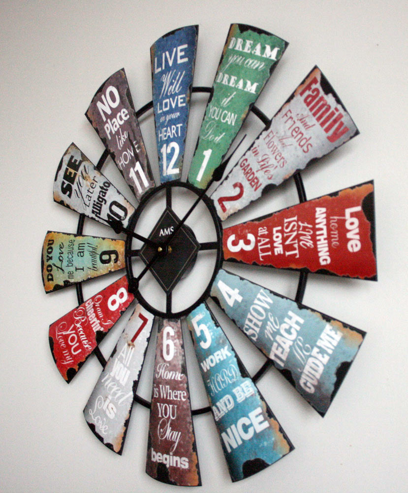 AMS Wall Clock 70x70x5 cm Metal • Silent Quartz Movement • Colorful Design