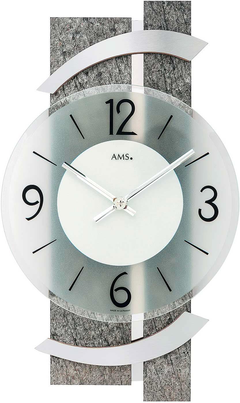 Horloge murale AMS 40x23x6 cm Bois • Mouvement à quartz silencieux • Mélange de matériaux nobles