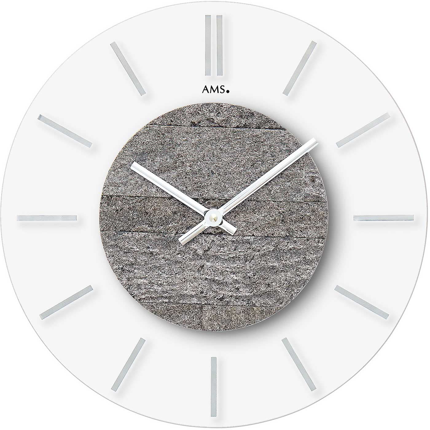 Horloge murale AMS 30x30x4 cm verre • Design moderne • Mouvement à quartz précis