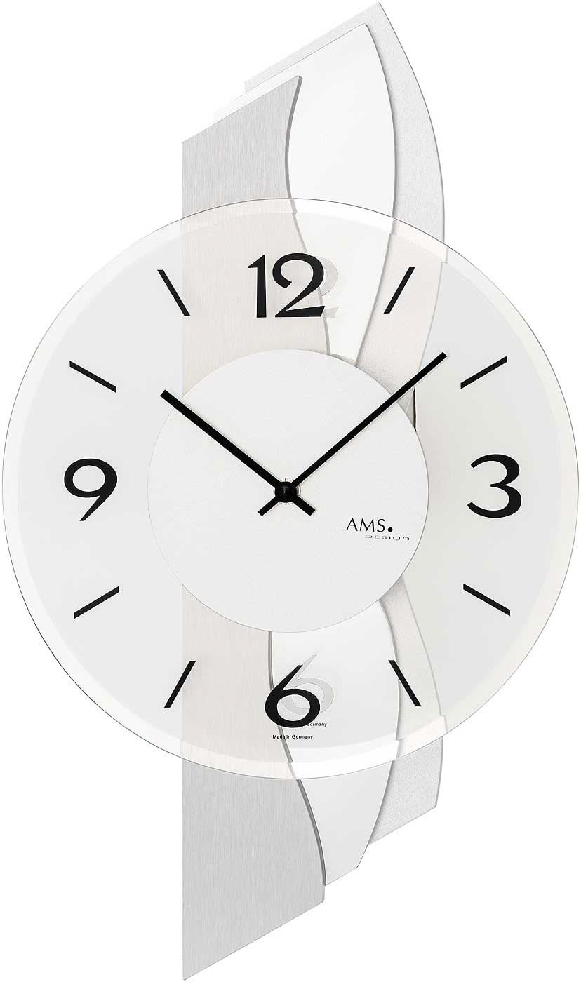 Horloge murale AMS 47x27x6 cm Aluminium/Verre • Design moderne • Verre minéral facetté