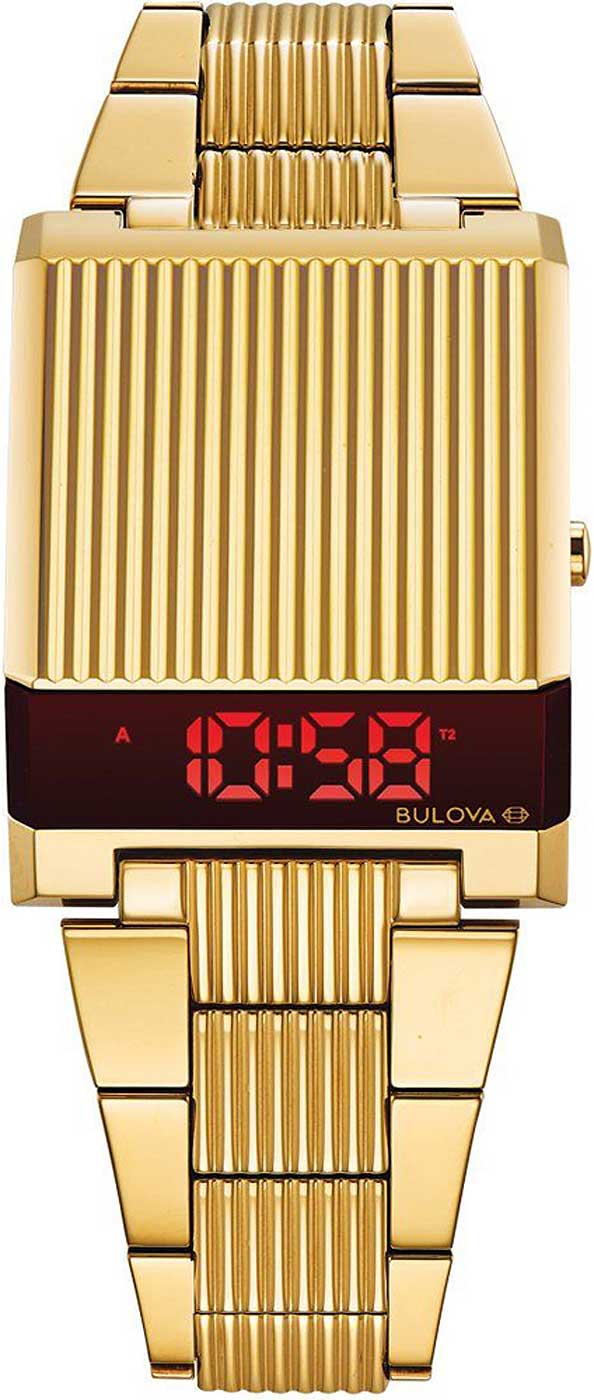 Bulova Computron 97C110 Herren Uhr • Digitalanzeige • Edelstahl