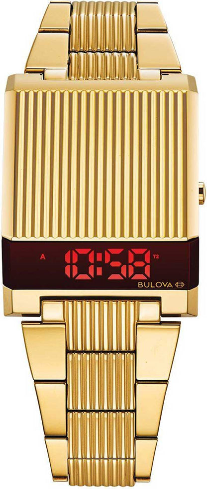 Bulova Computron 97C110 Herren Uhr • Digitalanzeige • Edelstahl