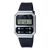Zegarek cyfrowy unisex Casio, widok z przodu: srebrna koperta, ciemny gumowy pasek, wyświetlacz cyfrowy