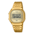 Złoty zegarek cyfrowy Casio, bransoleta z ogniw, wyświetlacz z godziną 10:58:50