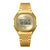 Złoty zegarek cyfrowy Casio z okrągłą tarczą i metalową bransoletą, godzina 10:58:50