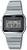 Zegarek Casio ze srebrną metalową bransoletą, czarnym wyświetlaczem LCD i cyfrowym wskazaniem