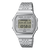 Zegarek Casio Vintage z metalową bransoletą, wyświetlaczem cyfrowym i oznaczeniem Bluetooth na tarczy