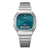 Srebrny zegarek Casio AQ-240E-3AEF z turkusową tarczą i wyświetlaczem cyfrowym