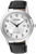 Zegarek męski Citizen Eco-Drive ze srebrną tarczą i czarnym skórzanym paskiem, okrągły