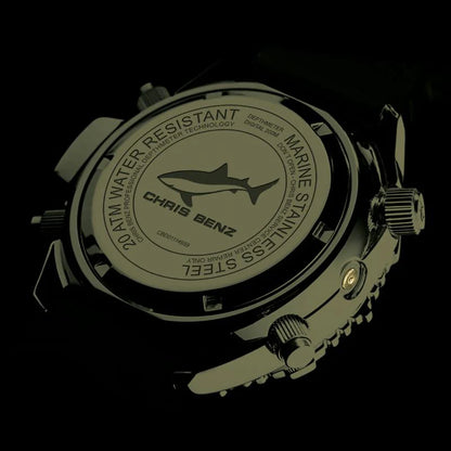 Chris Benz DEPTHMETER Digital 200M CB-D200X-C-KBO Herren Uhr • Digitaler Tiefenmesser • Saphirglas