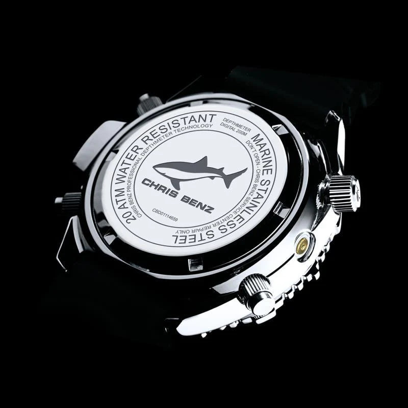 Montre pour homme Chris Benz CB-D200X-R-MB • À l'épreuve des requins • Profondimètre