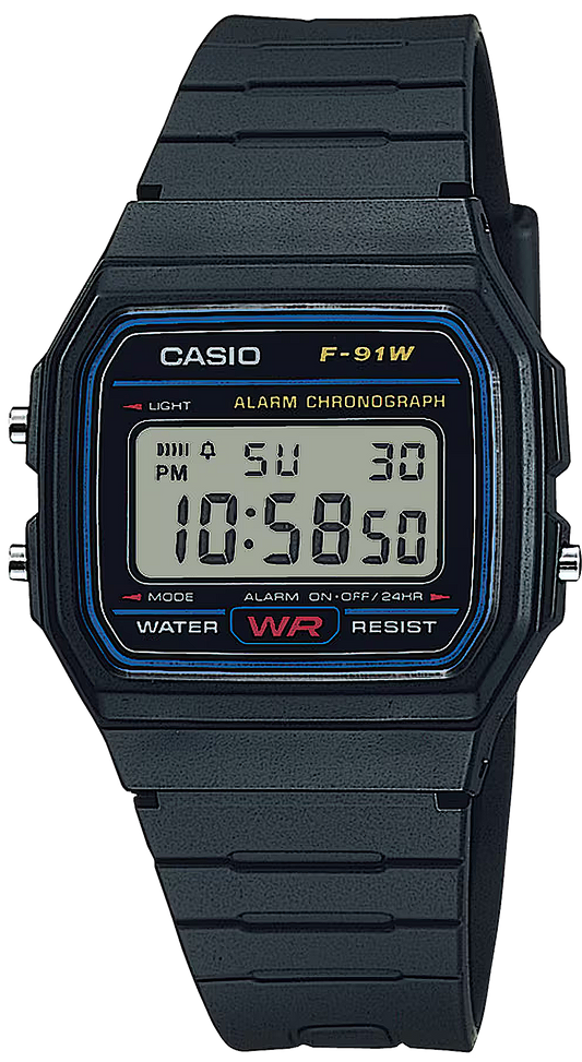 Montre Casio F-91W • Fonction chronomètre • Éclairage
