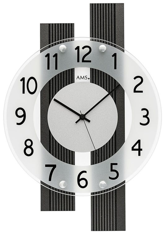 AMS Wanduhr 41x28x5 cm Holz • Funkgesteuert • Zeitloses Design