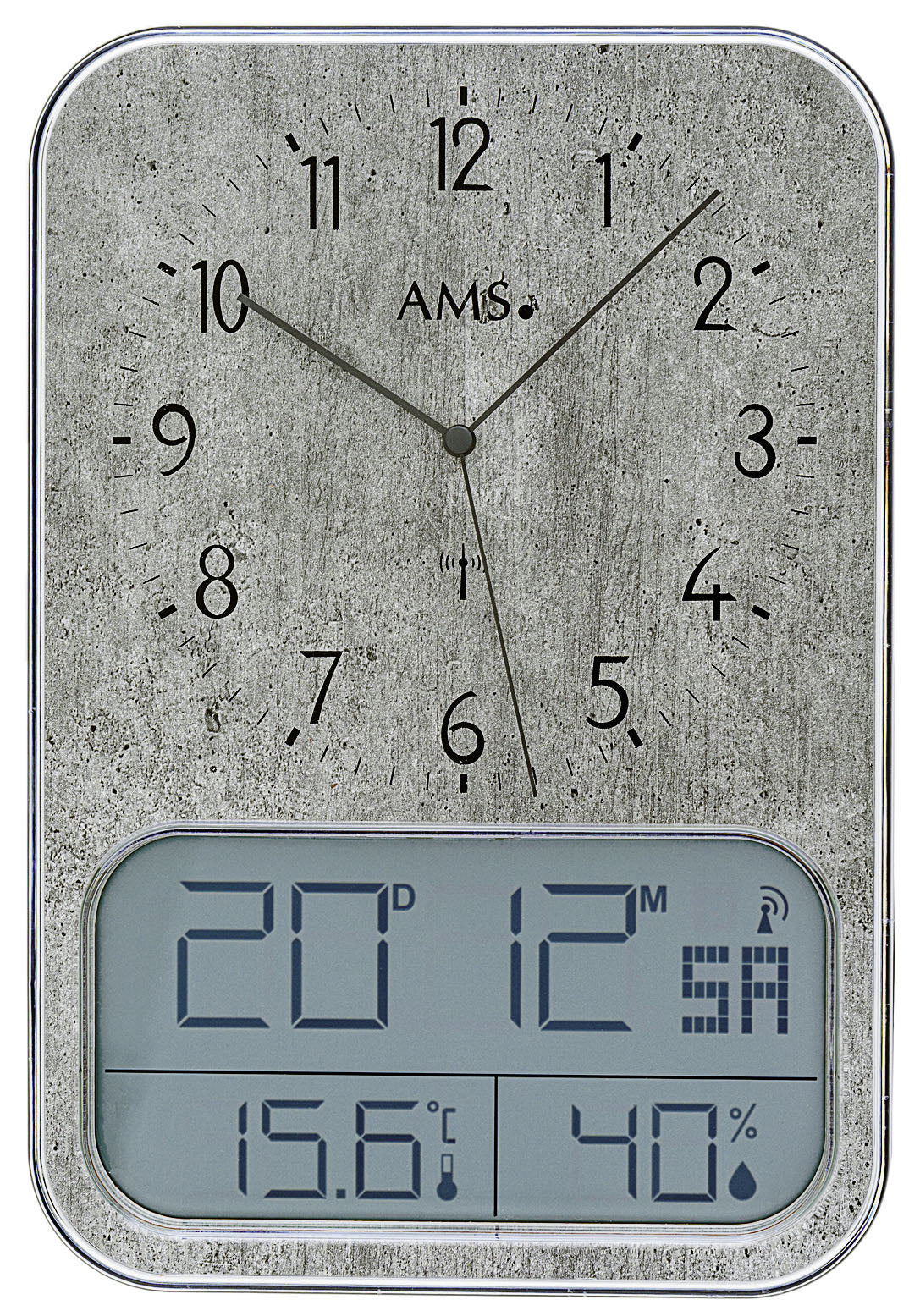 AMS Wanduhr Kunststoff • Präzises Hybrid-Funkwerk • Integrierte Klima-Anzeige