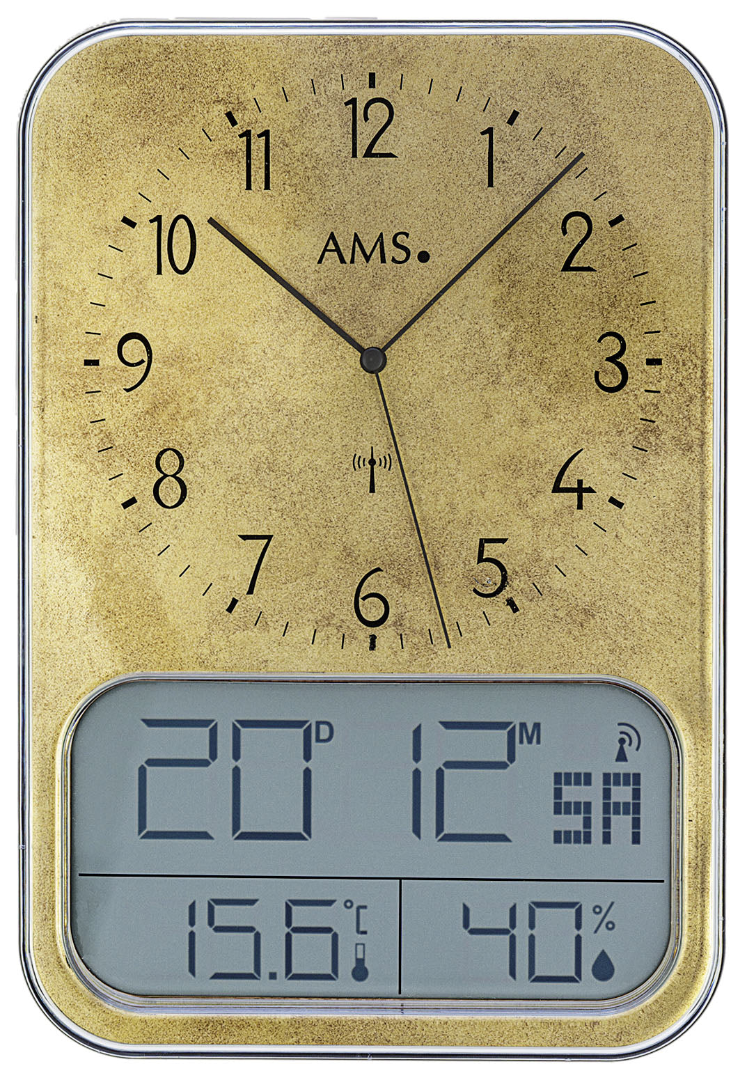 AMS Wanduhr Kunststoff • Hybrid-Design • Klima-Anzeige