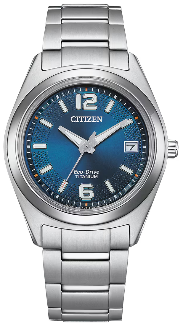 Zegarek damski Citizen z niebieską tarczą, srebrną tytanową bransoletą, Eco-Drive