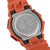 Zegarek Casio G-Shock: srebrna koperta z nadrukiem, pomarańczowy pasek