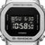 Widok szczegółowy wyświetlacza LCD zegarka Casio G-Shock: odwrócone cyfry, czarne szkło, srebrna ramka