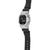 Zegarek męski Casio G-Shock, widok z boku, z czarnym paskiem z żywicy i srebrną kopertą