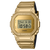 Zegarek Casio G-Shock, widok z przodu: złota koperta ze stali nierdzewnej z wyświetlaczem cyfrowym