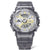 Zegarek męski Casio G-Shock, przezroczysto-szara koperta, żółto-zielona tarcza, analogowo-cyfrowy.
