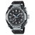 Zegarek męski Casio G-Shock z czarnym paskiem i srebrną kopertą, widoczne tarcze pomocnicze.