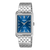 Zegarek Casio z niebieską tarczą i srebrną metalową bransoletą, z koronką z boku