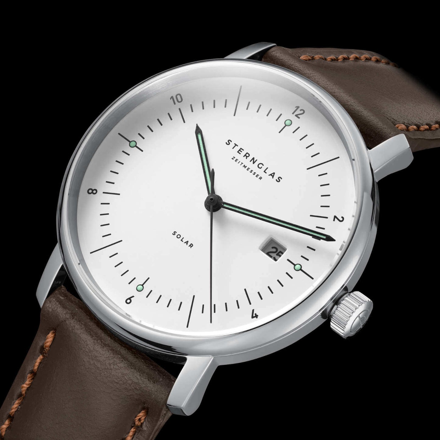 Montre homme Sternglas Naos S01-NS01-BR03 • Solaire • Verre saphir