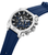 Zegarek Police Norwood Chronograph: czarna tarcza, niebieskie liczniki, niebieski pasek silikonowy