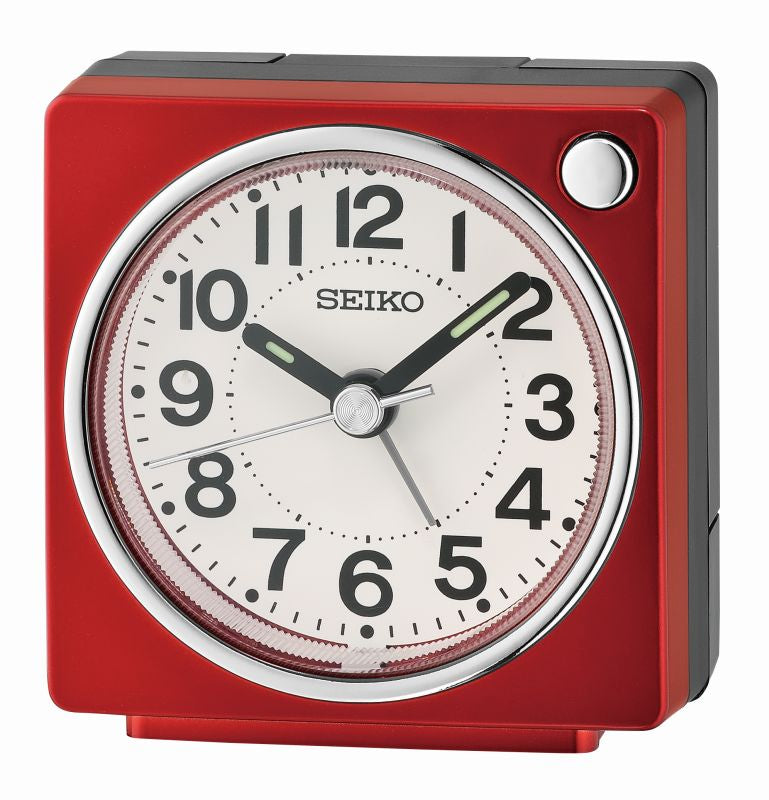 Seiko QHE196R Budzik Czerwony • Cichy Mechanizm Sweep • Funkcja Drzemki