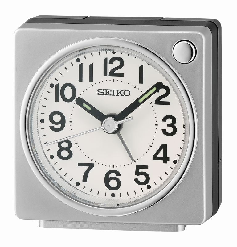 Seiko QHE196S Zegar Stołowy Srebrny • Cichy Mechanizm Sweep • Wskazówki Lumibrite