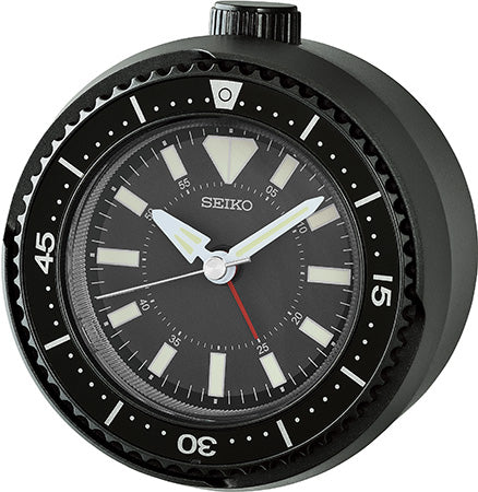 Seiko QHE207K Budzik Stołowy Czarny • Mechanizm Sweep • Masa Świecąca Lumibrite