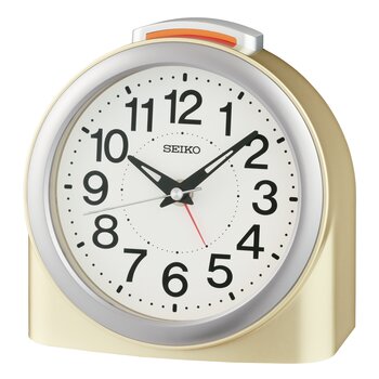 Seiko QHE211G Budzik Kwarcowy Złoty • Arabska Tarcza • Podświetlenie i Drzemka