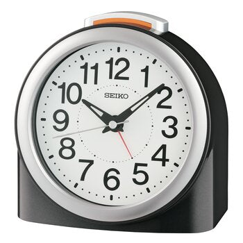 Seiko QHE211K Zegar Stołowy Czarny • Cichy Mechanizm Sweep • Stopniowo Narastający Alarm
