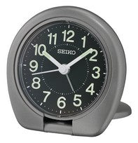 Seiko QHT018T Podróżny Budzik Szary • Świecące Wskazówki • Analogowy Mechanizm Kwarcowy