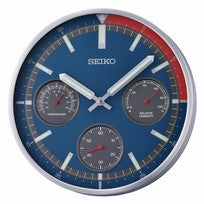 Seiko QXA822S Zegar ścienny Niebieski • Bezgłośny mechanizm sweep • Termometr i higrometr