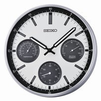 Seiko QXA823S Zegar ścienny Srebrny • Koperta aluminiowa • Termometr i higrometr