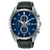 Męski zegarek Lorus typu chronograf z granatową tarczą, kopertą ze stali szlachetnej i skórzanym paskiem
