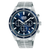 Chronograf męski Lorus Sport: niebieska tarcza, bransoleta ze stali szlachetnej